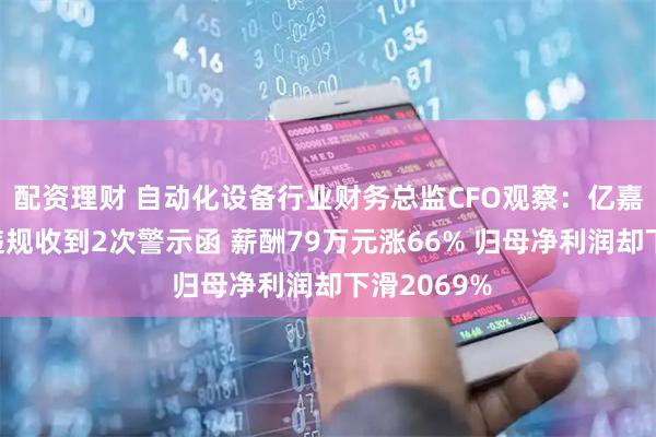 配资理财 自动化设备行业财务总监CFO观察：亿嘉和王立杰违规收到2次警示函 薪酬79万元涨66% 归母净利润却下滑2069%